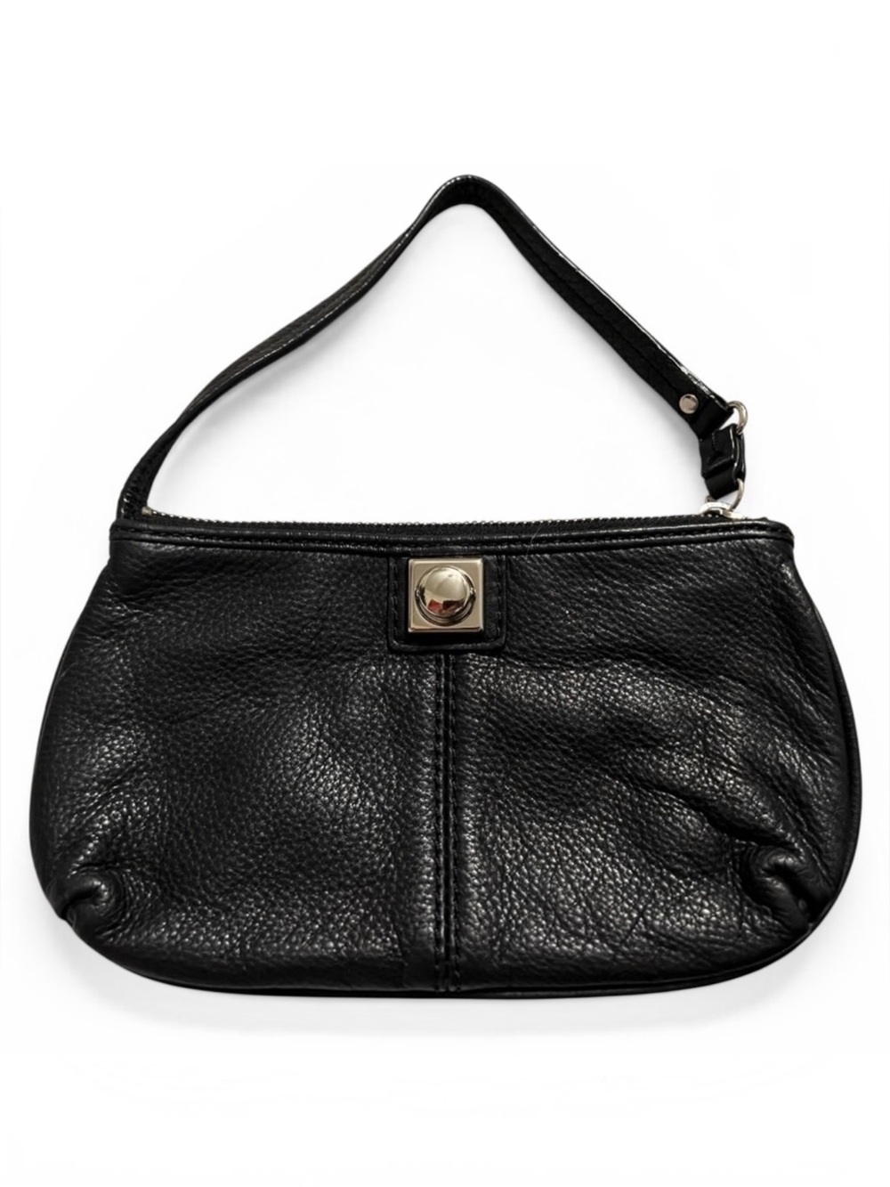Banana Republic Black Pebbled Genuine Leather Wristlet Clutch